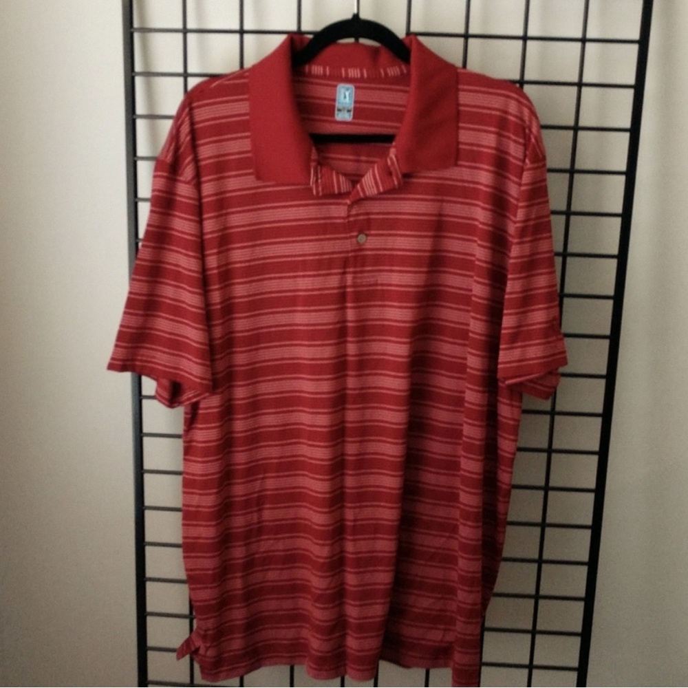 PGA Tour Official Golf Polo Shirt Red Striped Short Sleeve Big & Tall Men XXL